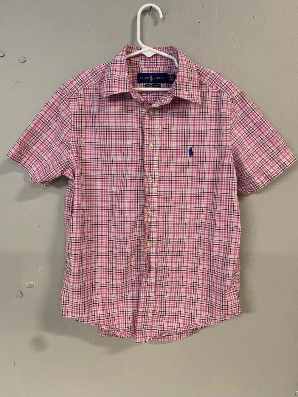 Ralph Lauren Boys Pink  Plaid Short-Sleeve Button-Down Shirt